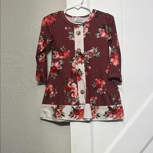 Floral Polka Dot Button Dress